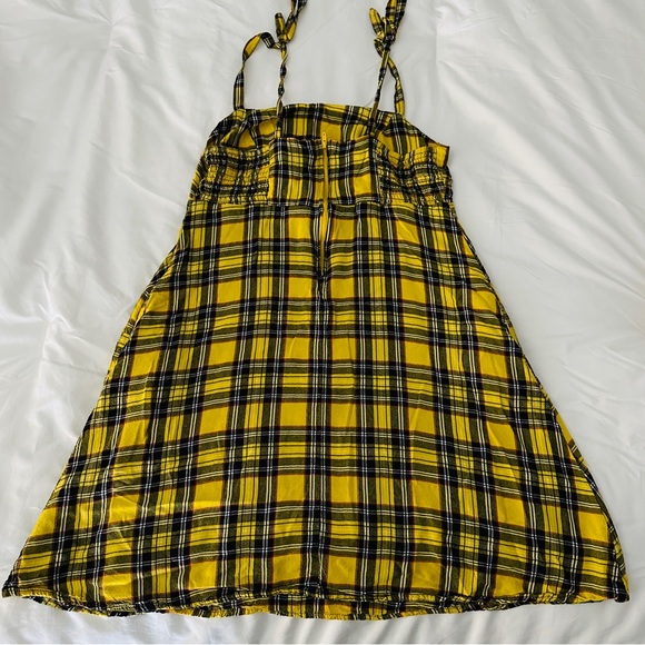 Y2K Hot Topic Yellow Plaid Cami Dress Tied Spaghetti Straps Women’s Size Small - Picture 9 of 9